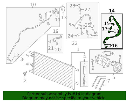 A/C Refrigerant Suction Hose - Ford (HC3Z-19867-A)