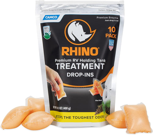 Camco RhinoFLEX Premium Enzyme RV Holding Tank Treatment Drop-INs - 10 PACK - 41519