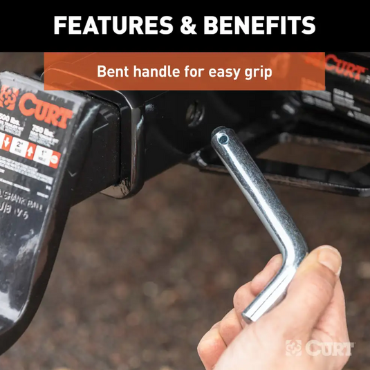Curt 5/8" hitch pin to hold your hitch to your vehicle with a 2' or 2-1/2" shank.