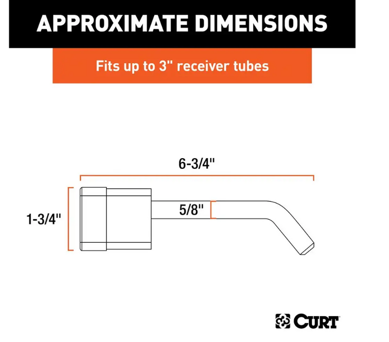 Load image into Gallery viewer, Curt locking hitch pin featuring a 5/8&quot; pin fitting a 2&quot;, 2-1/2&quot;, or 3&quot; receiver tube size
