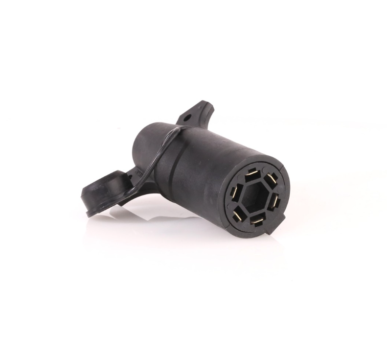 Load image into Gallery viewer, Hopkins brand 7 blade to 6 round adapter to hook trailer lighting to truck.
