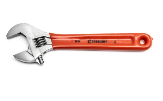Adjustable Wrench- 8" Chrome w/ Cushioned Grip