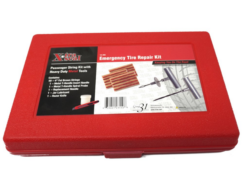 Load image into Gallery viewer, XtraSeal tire repair kit for you ATV, UTV, or off road vehicle including 50-4&quot;plugs, metal T-handle probe and threader, jar of lubricant, and razor knife.
