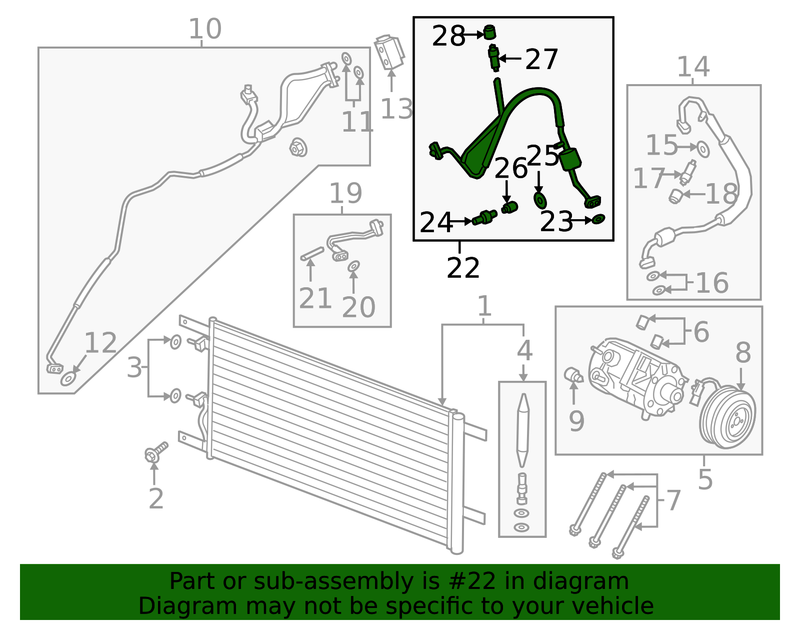Load image into Gallery viewer, A/C Refrigerant Discharge Hose - Ford (HC3Z-19972-AE)
